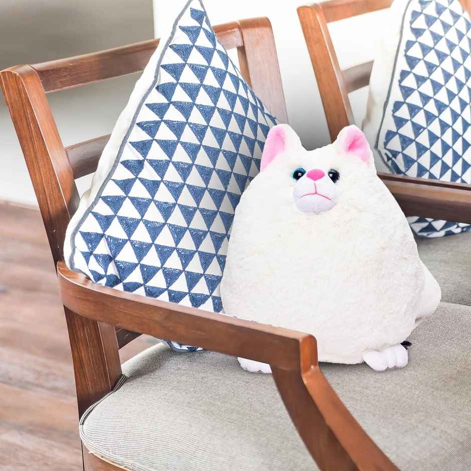 Webby Toys Fluffy Glitter Eye Cat Soft Toy (White, 2+ years)