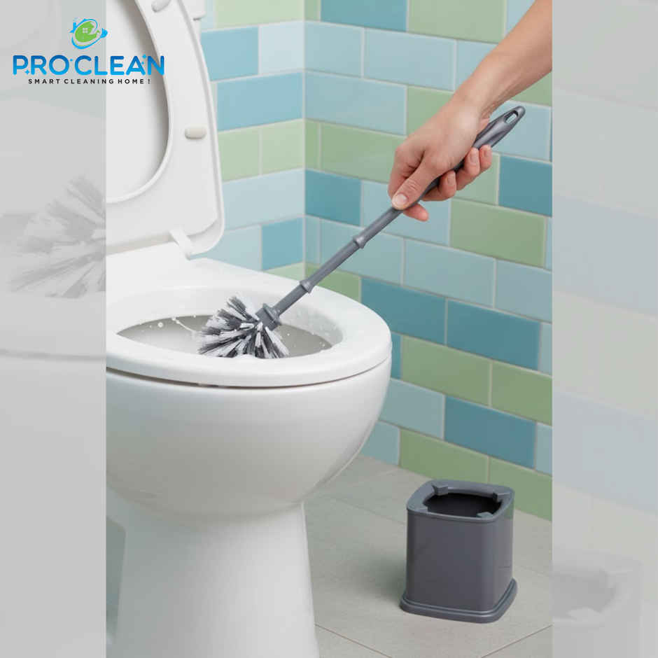 Proclean Round Toilet Brush with Square Holder Stand | Colour May Vary