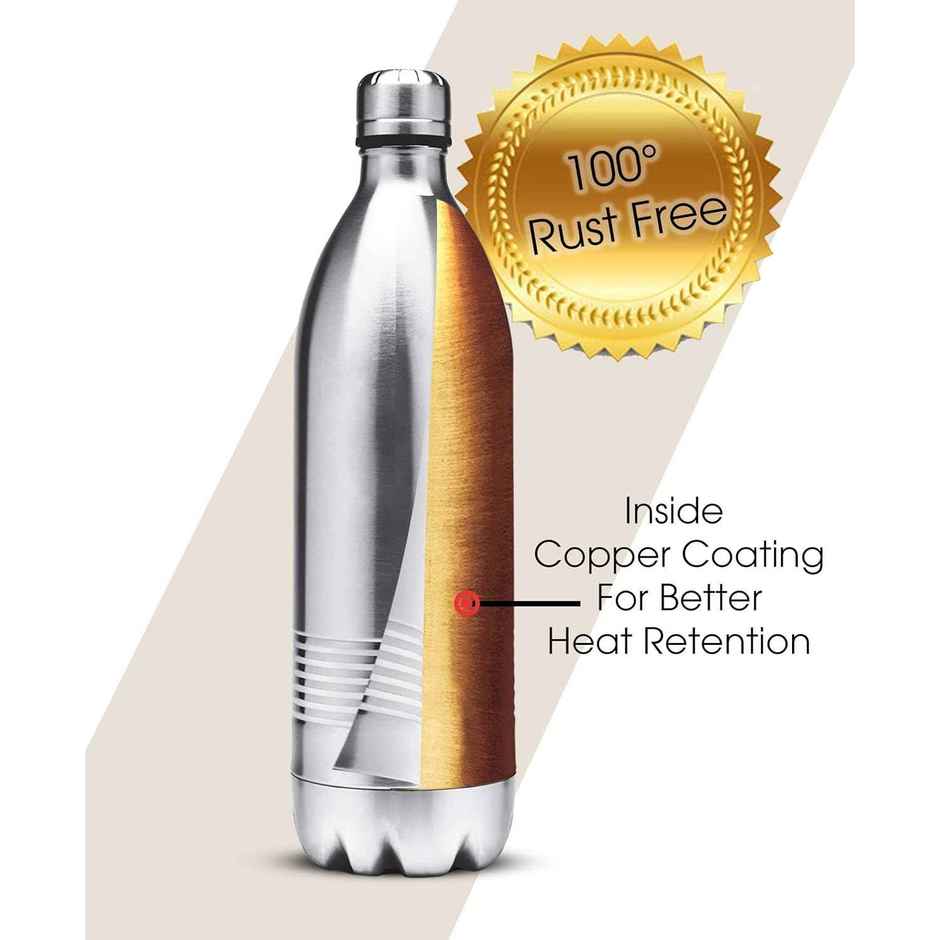 Milton Thermosteel Duo Dlx 24 Hours Hot and Cold Water Bottle | Silver | 1 L