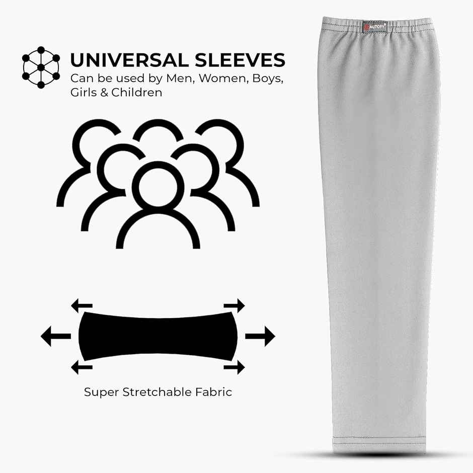 Autofy Pro|Fit 240 GSM Unisex Arm Sleeves UV Protection Compression/Cooling Effect | Grey | Pk of 2