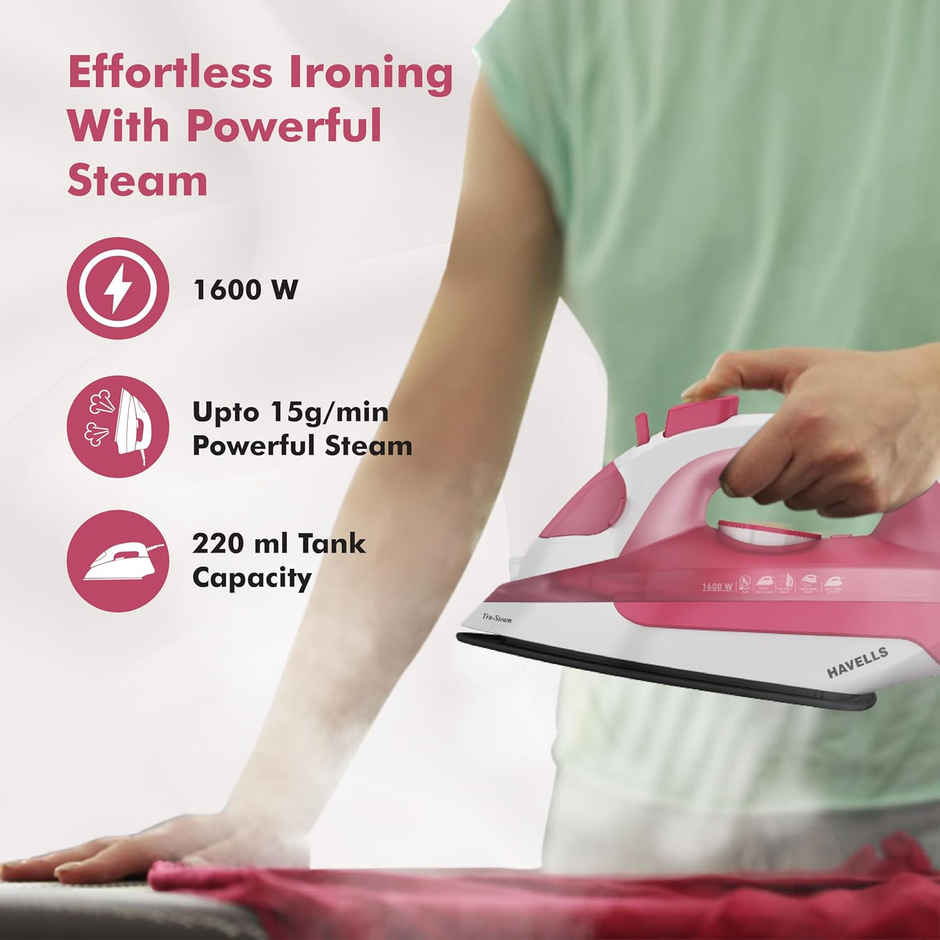 Havells TruSteam 1600 Watt Steam Iron with Self Cleaning Function|Vertical & Horizontal Ironing