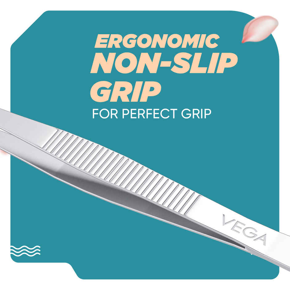 VEGA Tweezer - Square Tip, Silver, (TW-01)