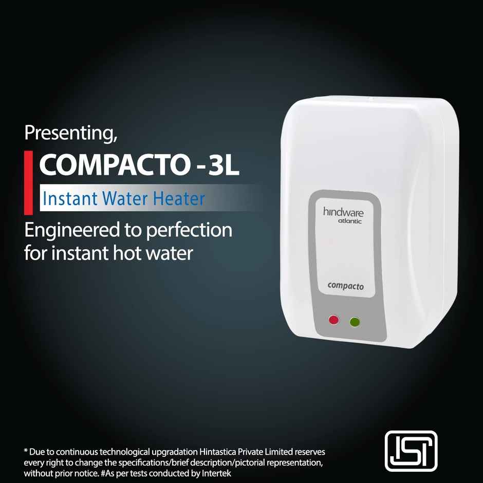 Hindware Smart Appliances Compacto 3 Litre Instant Water Heater (White And Grey)