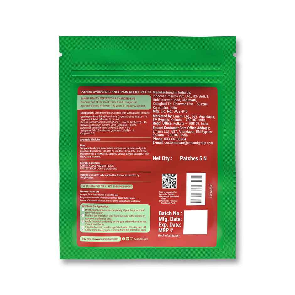 Zandu Ayurvedic Knee Pain Relief Patch (Pack of 5 patches)