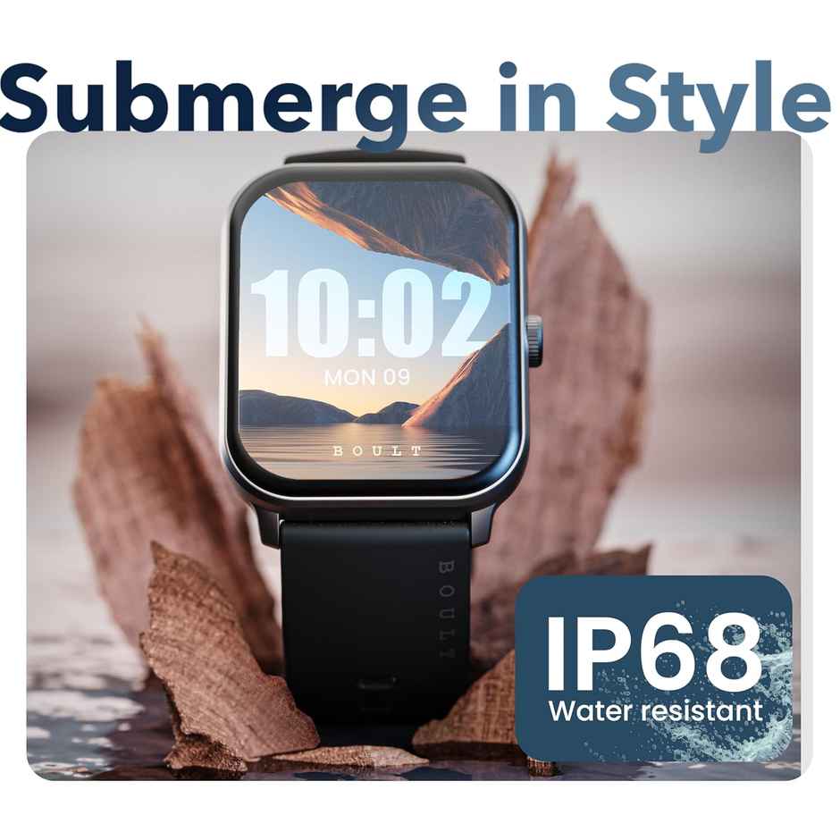 GOBOULT Drift+ Bluetooth Calling, 1.85" HD, 500Nits Brightness,Spo2 Smartwatch (Jet Black Strap)