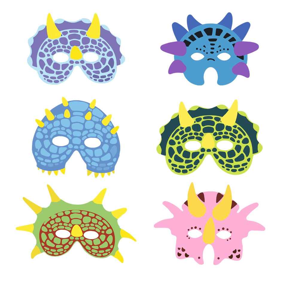 Dinosaur Mask For Kids | Pack Of 8 | Large Size | Party Propz