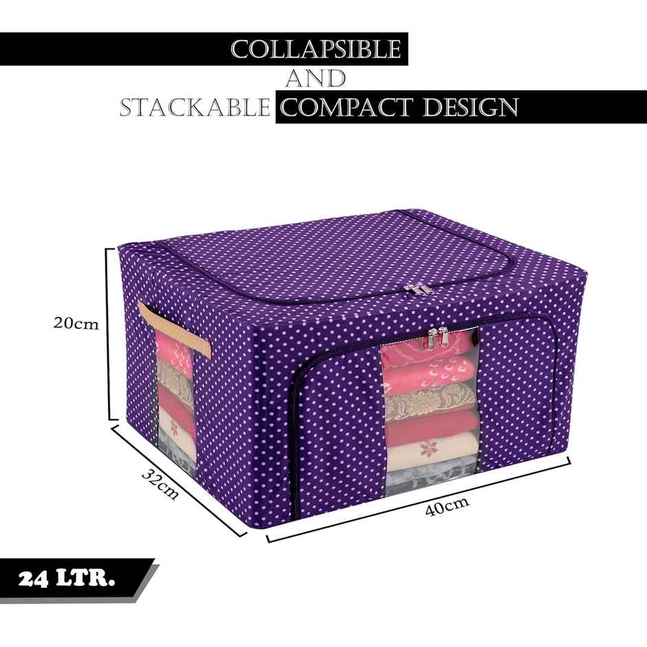 Kuber Industries 24 Liter Steel Frame Waterproof Parachute Cloth Storage Box | Blue