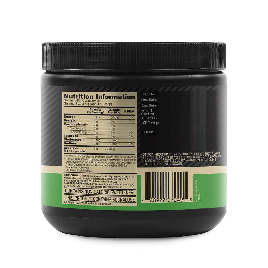 Optimum Nutrition Micronized Creatine Powder | 65 Serves Citrus Orange 3 G