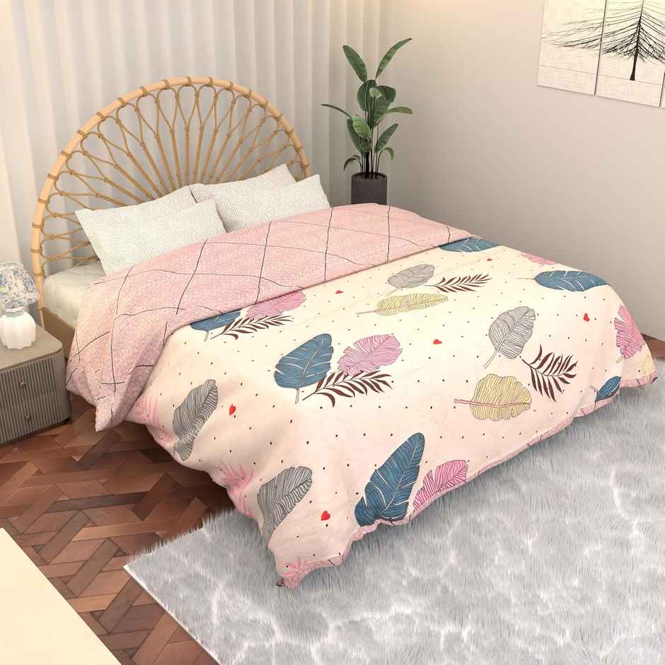 Kuber Industries 220 GSM Reversible AC Comforter for Double Bed | feather -Multicolor