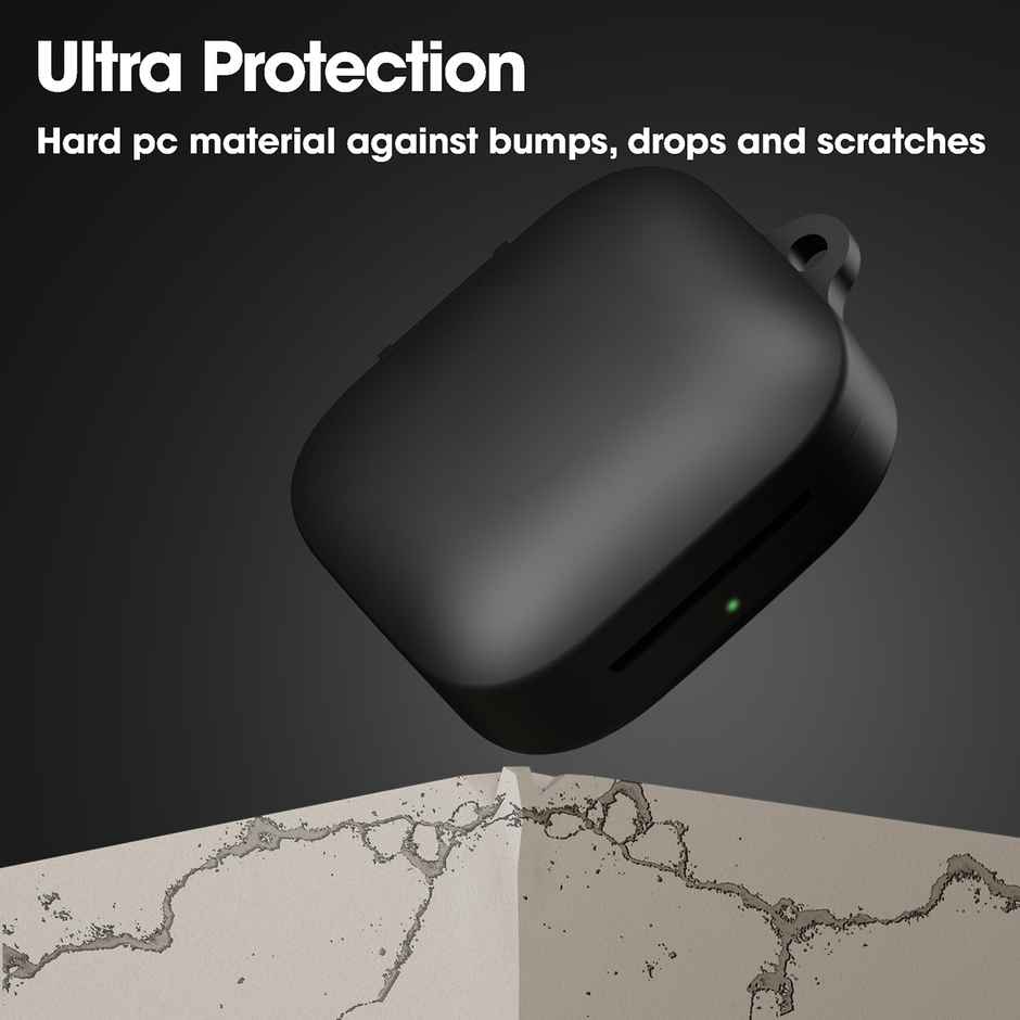 Sounce Silicone Case Cover for OnePlus Buds 3 | Shock-Absorbing With Keychain | LED Visible | Black