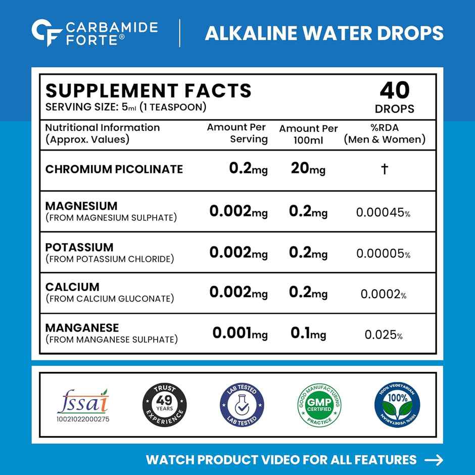 Carbamide Forte Make Your Own Alkaline Water Drops | pH Booster Drops 40 litres of Alkaline Water
