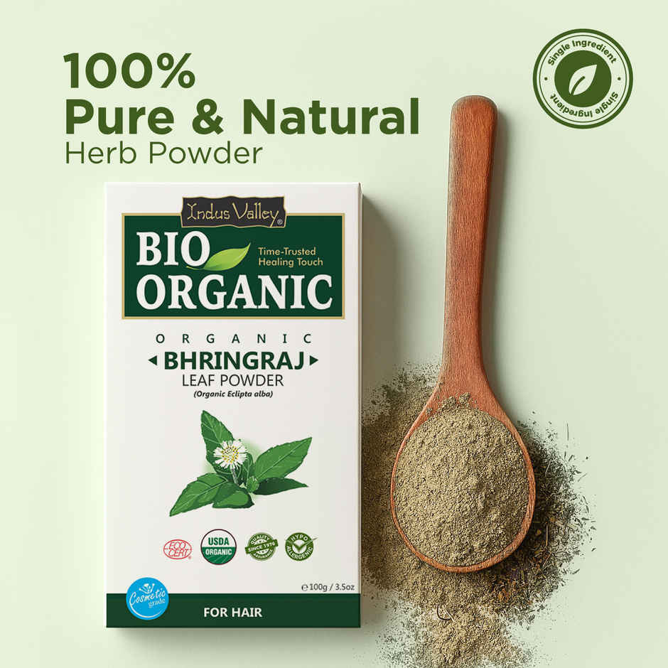 Bio Organic 100% Natural Bhringraj Powder by Indus Valley DIY Hair Mask for Soft & Hair Growth