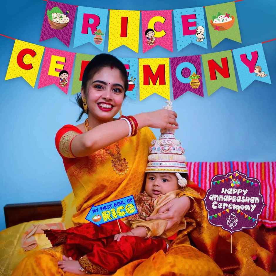 Annaprashan Decoration Items Rice Ceremony Banner and Photo Props | Party Propz