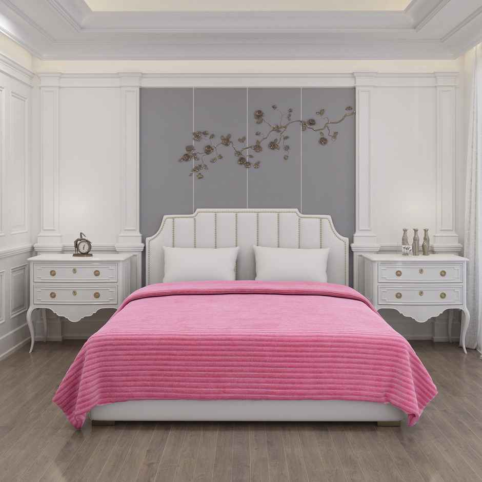 Status Ribbed Flannel Throw 150 x 200 Cm | Pink