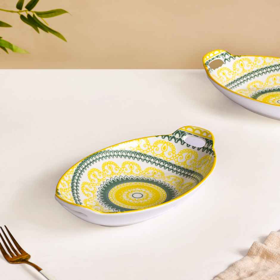 Nestasia Mandala Long Dish - Yellow