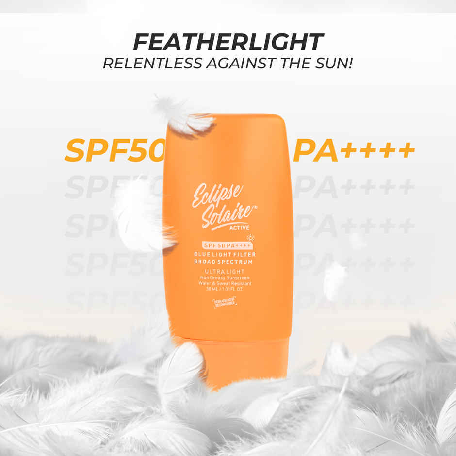 Eclipse Solaire Active Sunscreen SPF 50 PA++++ No White Cast, Non-Greasy Formula for All Skin Types
