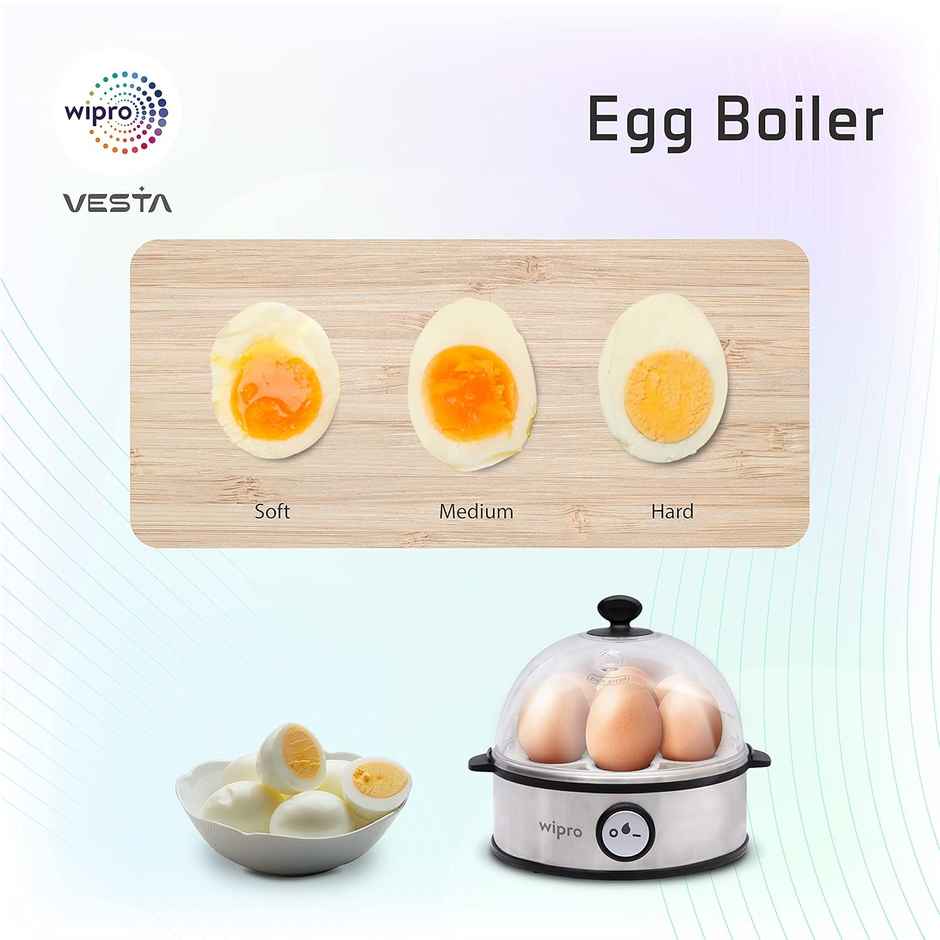 Wipro Vesta Electric Egg Boiler, 360 Watts, 3 Boiling Modes, White