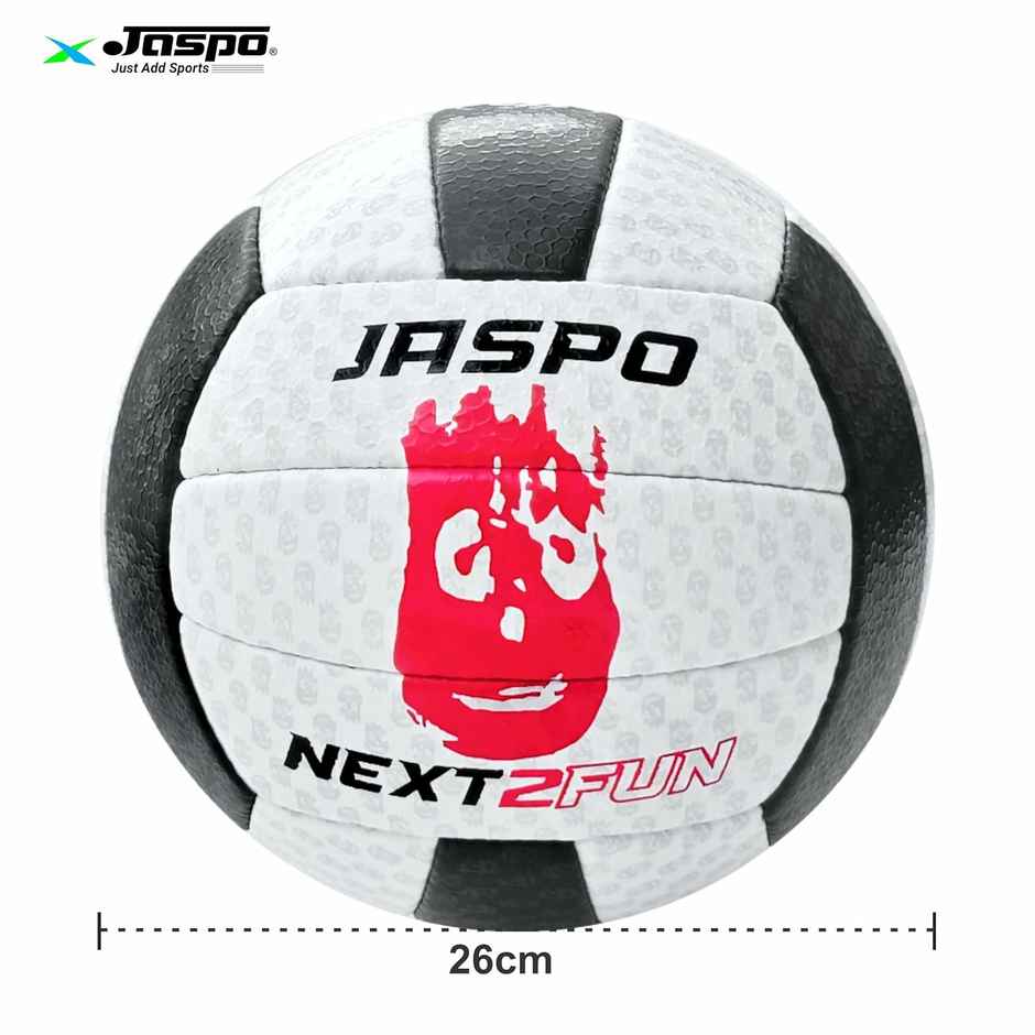 Jaspo Soft Touch Recreational Leather Volleyball with Hand Air Pump,Size:5 (Black/White)