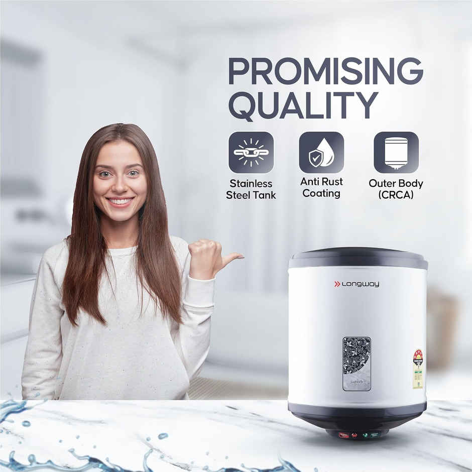 Longway Superb 10 Ltr 5 Star Rated Automatic Instant Water Heater , Water Geyser(Gray, 10 Ltr)