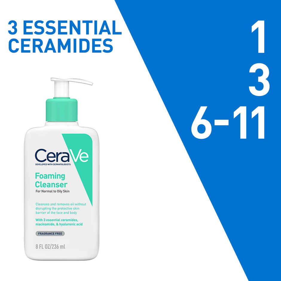 CeraVe Foaming Cleanser Face Wash For Oily Skin With Hyaluronic Acid, Ceramides & Niacinamide