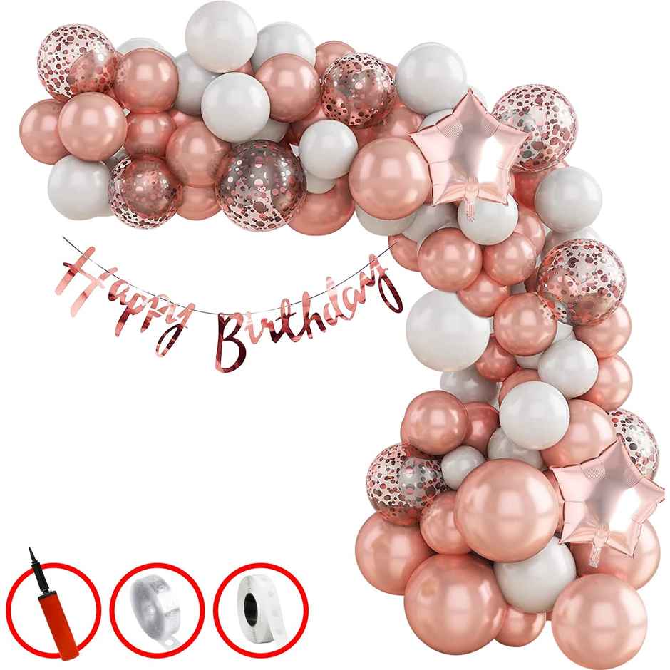 Party Propz Rose Gold Birthday Decorations Items - Pack Of 60