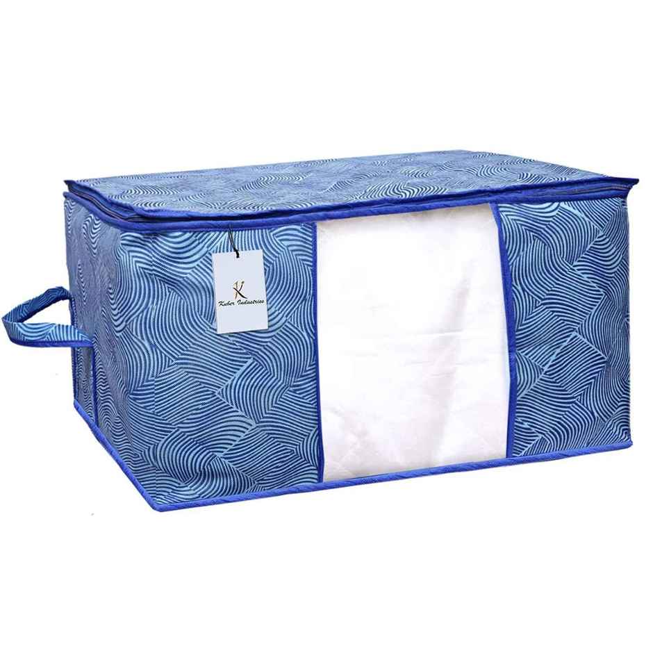 Kuber Industries Pack of 2 Non-Woven Extra Large Leheriya Design Underbed Storage Bag (Royal Blue)