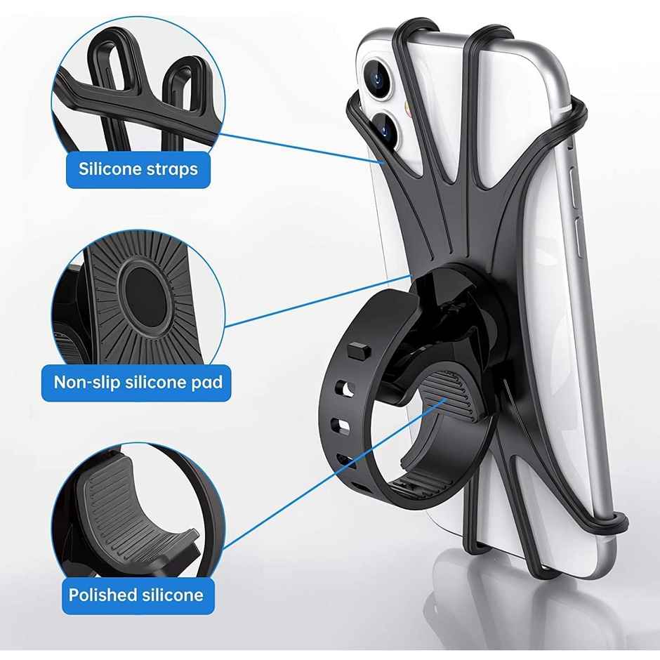 Strauss Silicon Mobile Phone Holder With 360 Degree Rotation | Black