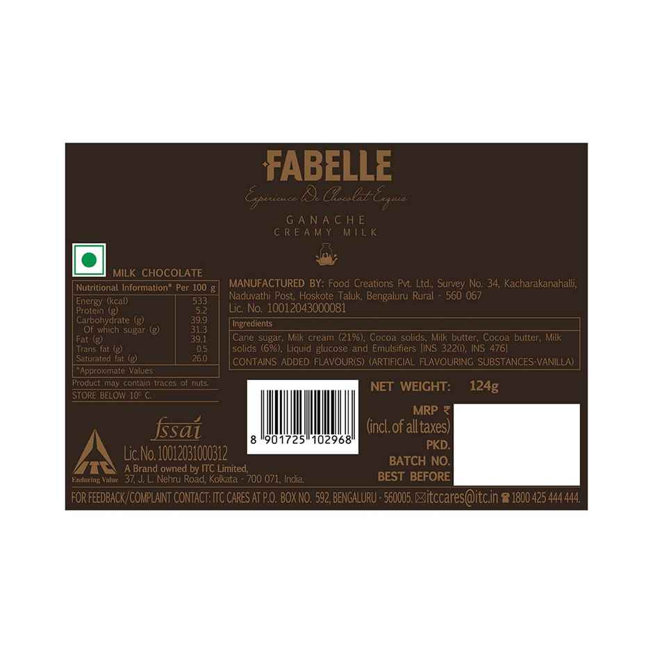 Fabelle Ganache Creamy Milk 20 Smooth Handcrafted Chocolate Cubes