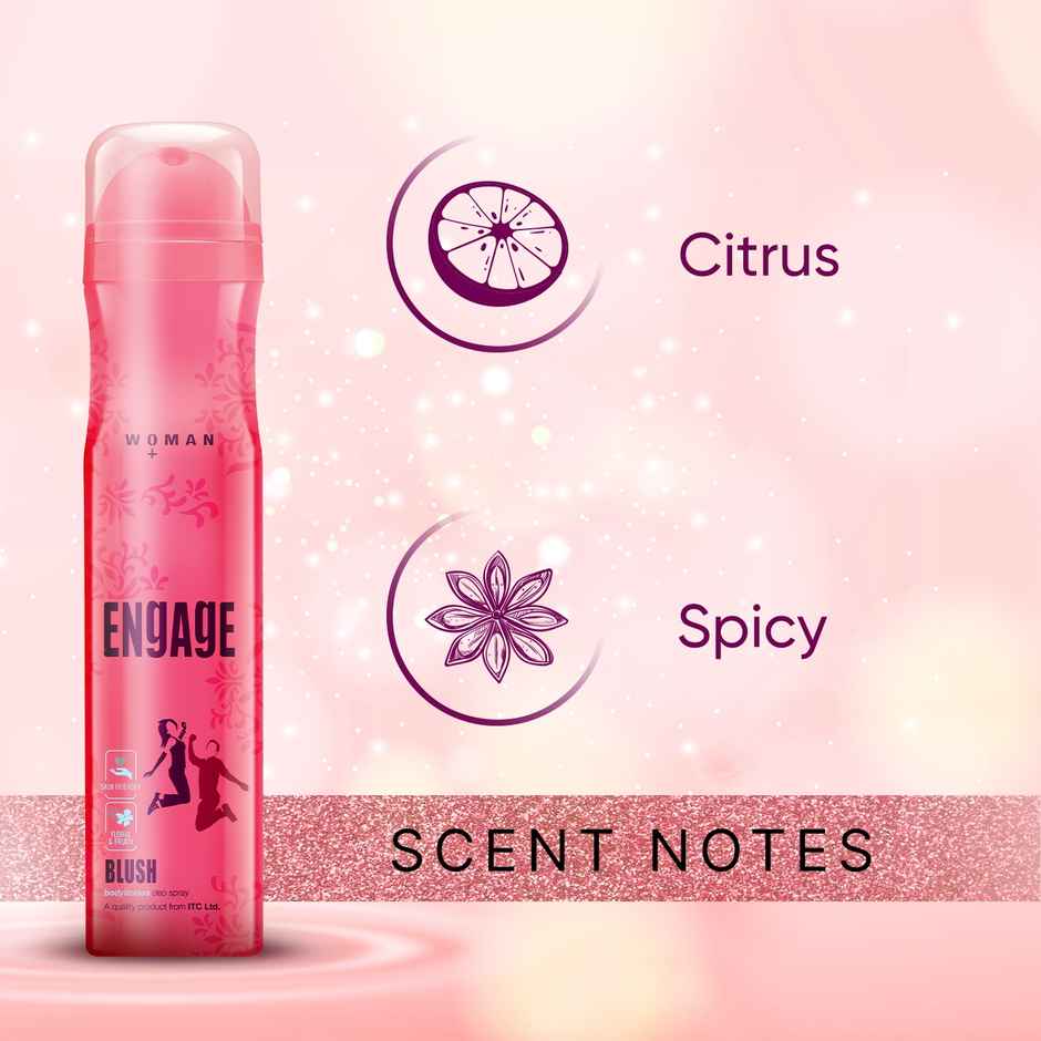 Engage Blush Deodorant Spray for Women | Fruity & Floral | 24hr Freshness