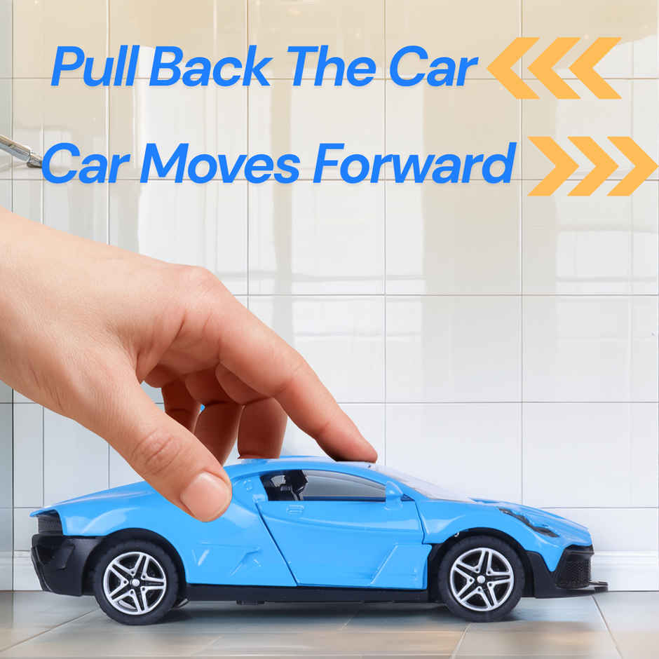 Race n Roll Premium Die-Cast Car | 3-Way Opening | Pull-Back Action | Bug Blue