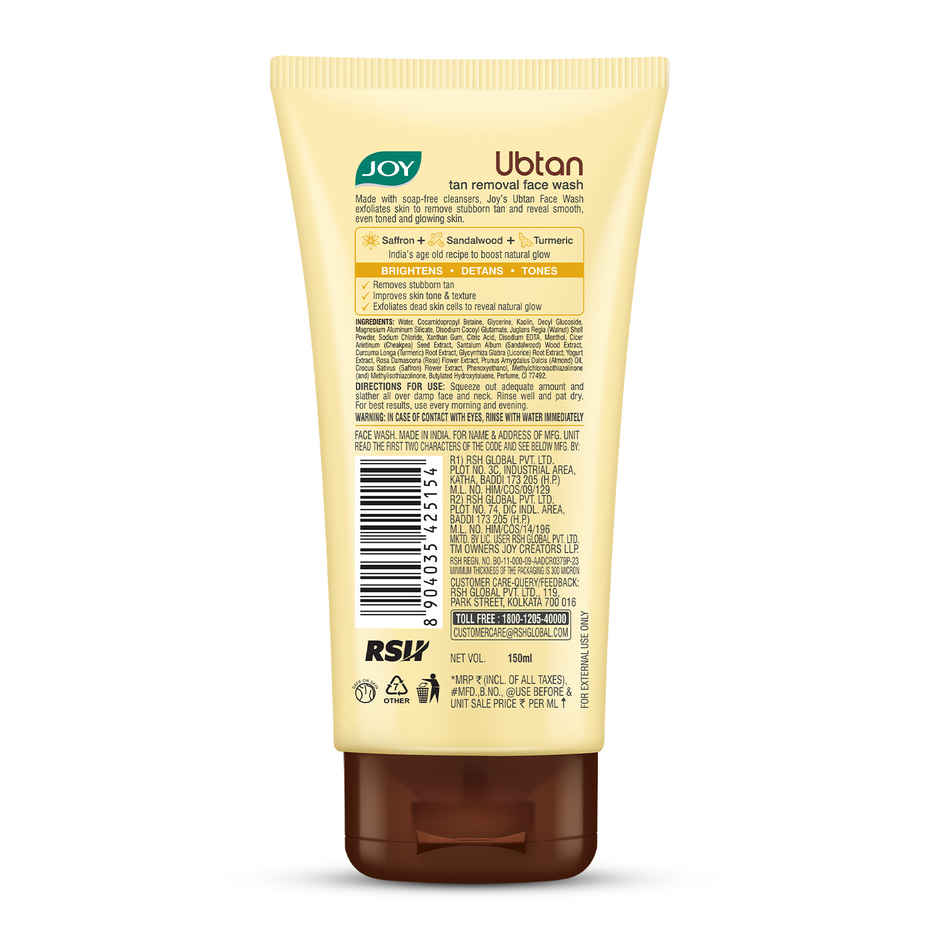 Joy Ubtan Tan Removal Face Wash Combo