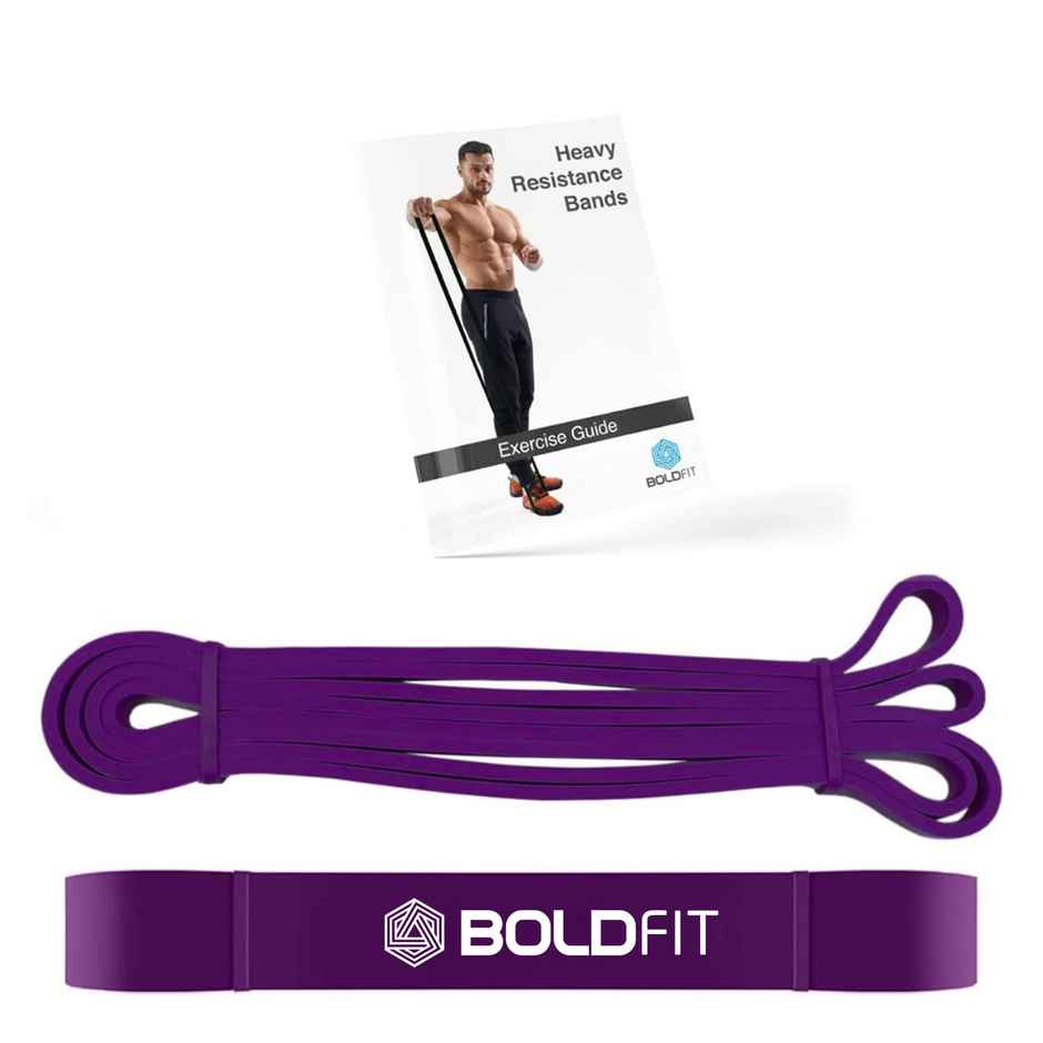 Boldfit Natural Rubber Heavy Resistance Band for Workout | Purple |30-45 kg