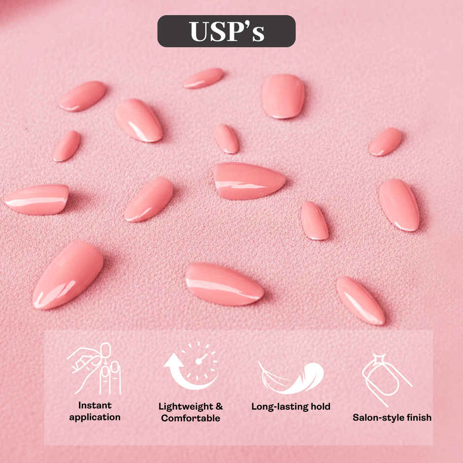 ENN Beauty Insta Nails Reusable UV Coated Press On Kit Blush Crush Medium Almond