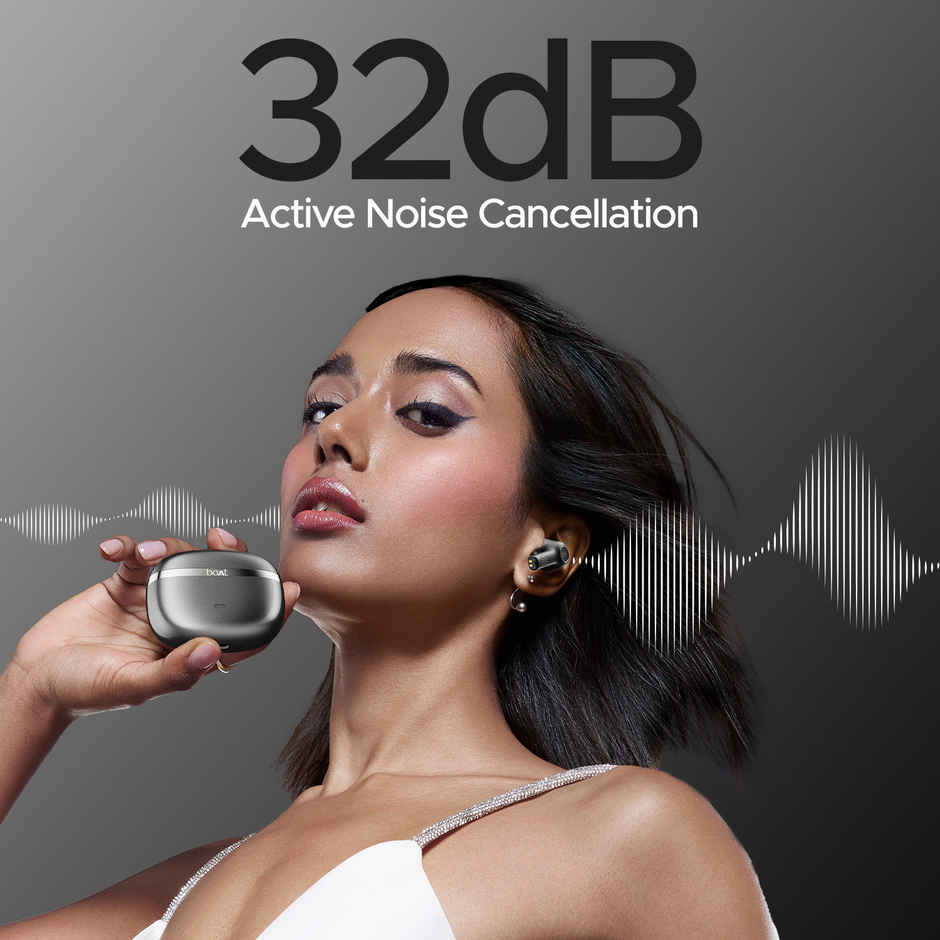 boAt Nirvana Ion ANC TWS Earbuds with mic, 120HRS Battery, Crystal Bionic Sound w/Dual EQ Modes, 4Mics ENx, App Support, Low Latency, IPX4, v.5.2 Bluetooth Earbuds - Crystal Black