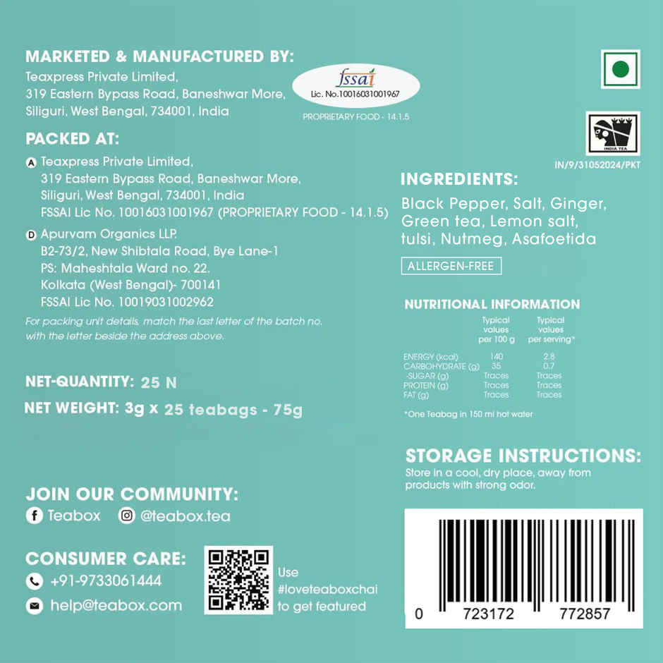 Teabox Detox Desi Kahwa | Fresh Spiced Green Tea for Boosting Immunity