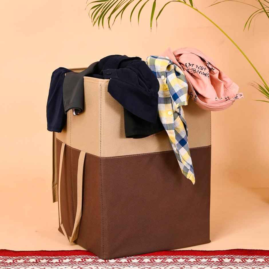 Perpetual Laundry Cloth Basket | 75L Waterproof Foldable Bag with Lid | Brown