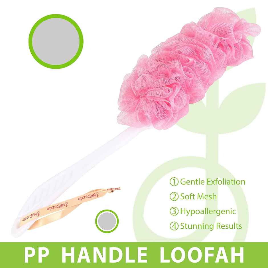 Midazzle Handle Loofah Bath Brush Sponge High Lather Cleansing |MINL6004 | Assorted