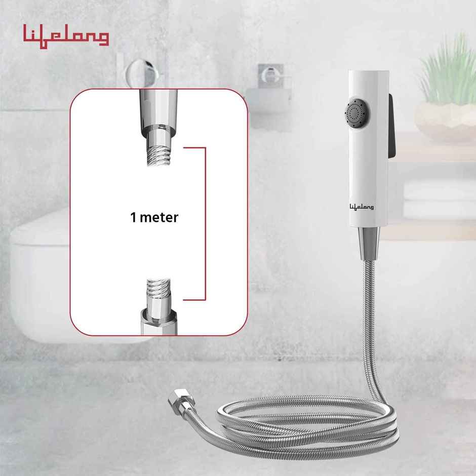 Lifelong Abs Health Faucet | 1 meter | Hand Jet Bidet Spray | White