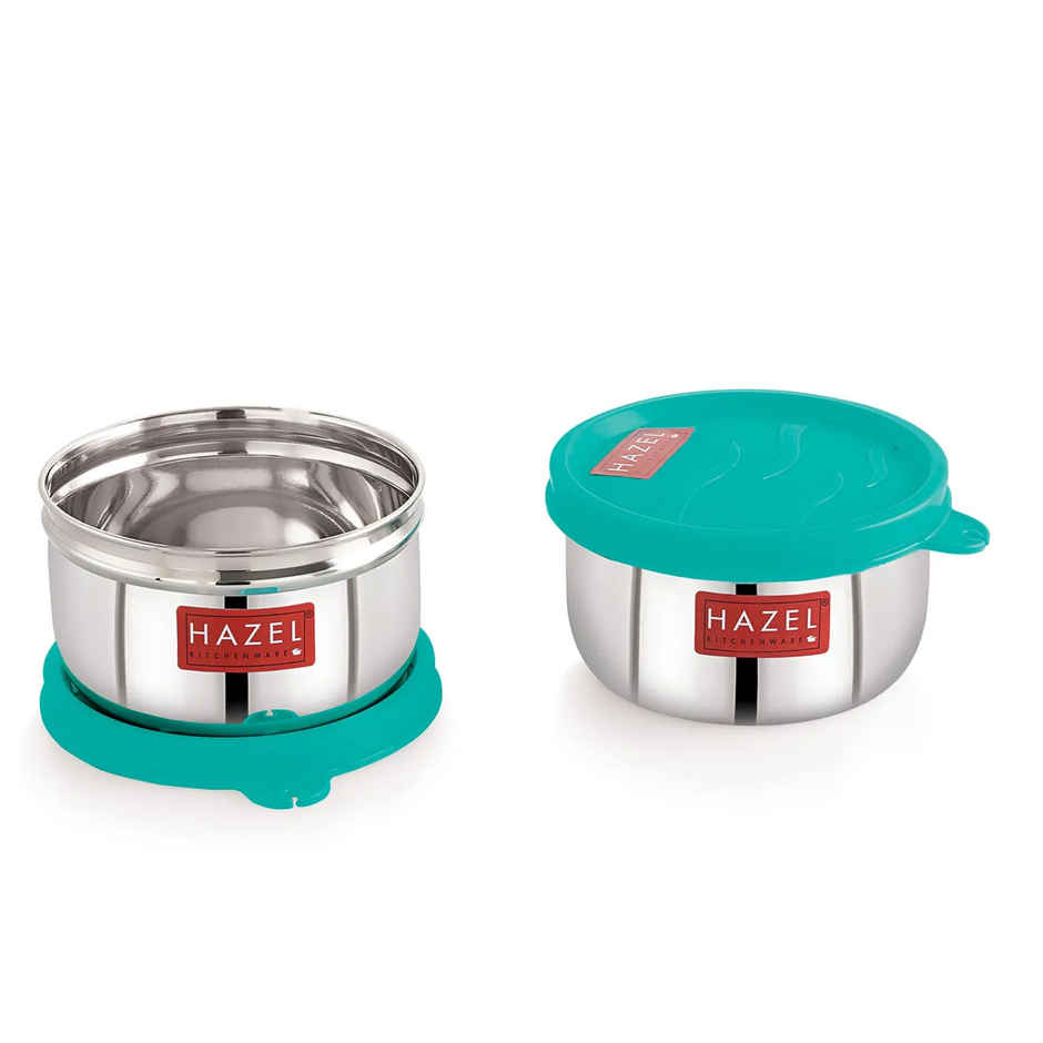HAZEL Stainless Steel Kitchen Containers - 250 ml Set Of 2 | Air Tight Storage for Kitchen & Tiffin