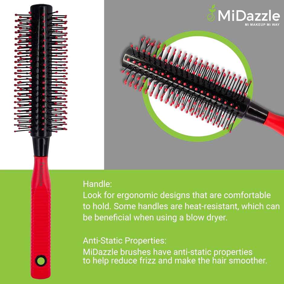 Midazzle Premium Round Red & Black Hair Brush M199 Mihb0033