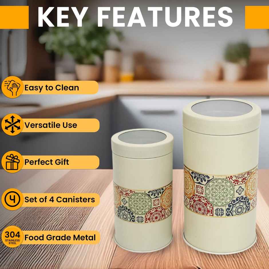 JARSOME Mandala Collection Rangoli Airtight Kitchen Container Set | Beige