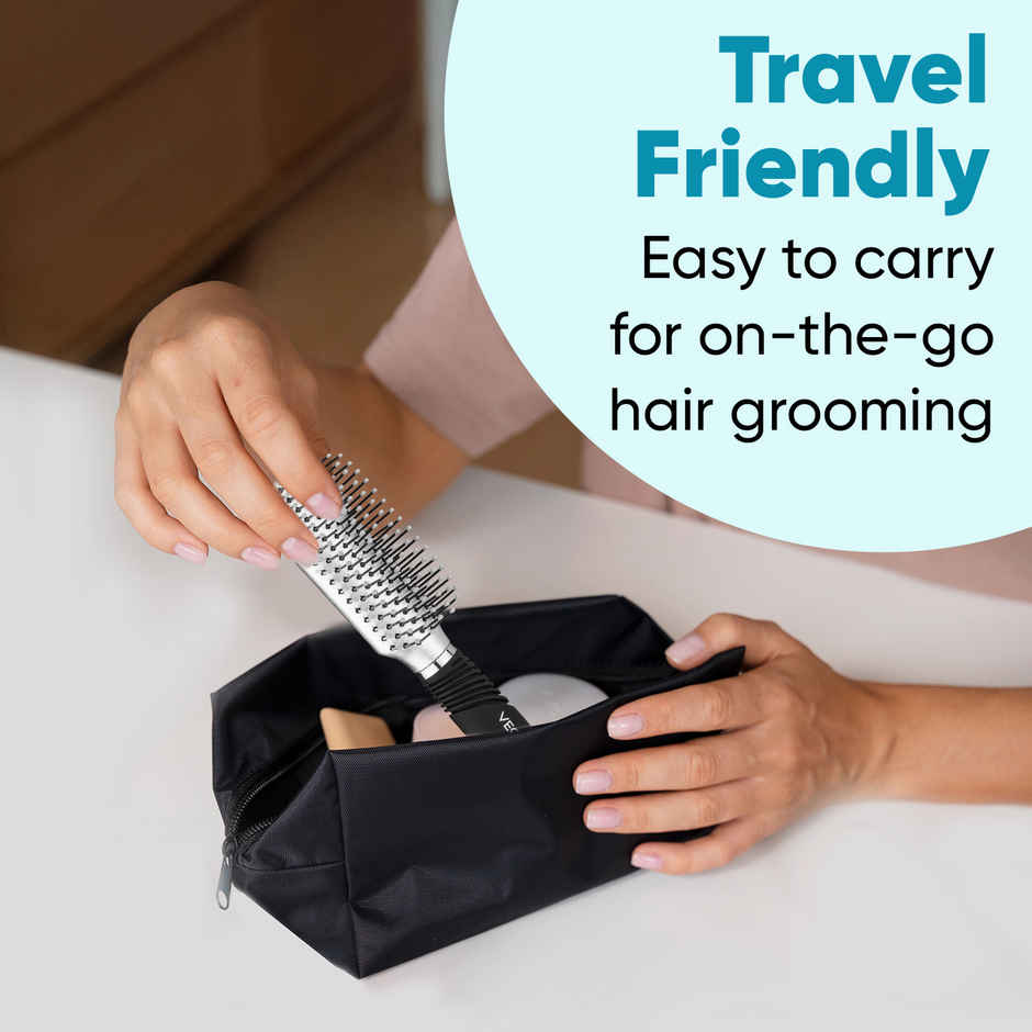 VEGA Hair Brush Set- Flat & Round For Men And Women | 2 Piece (HSB-01)