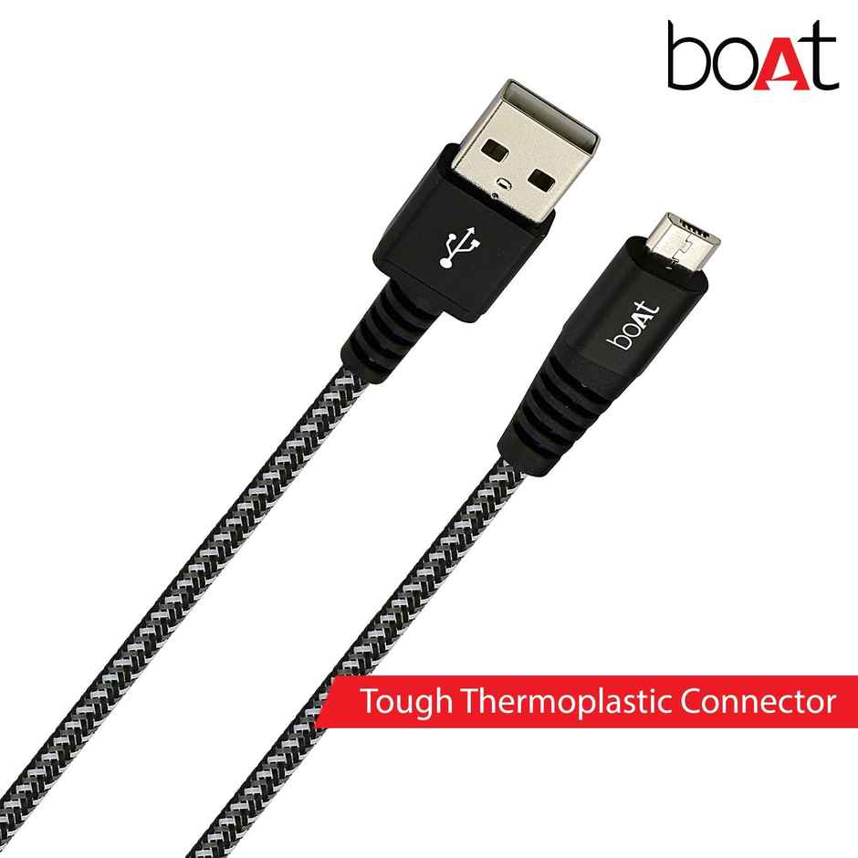 boAt Rugged V3 Extra Tough Unbreakable Braided Micro USB Cable 1.5 Meter (Black)
