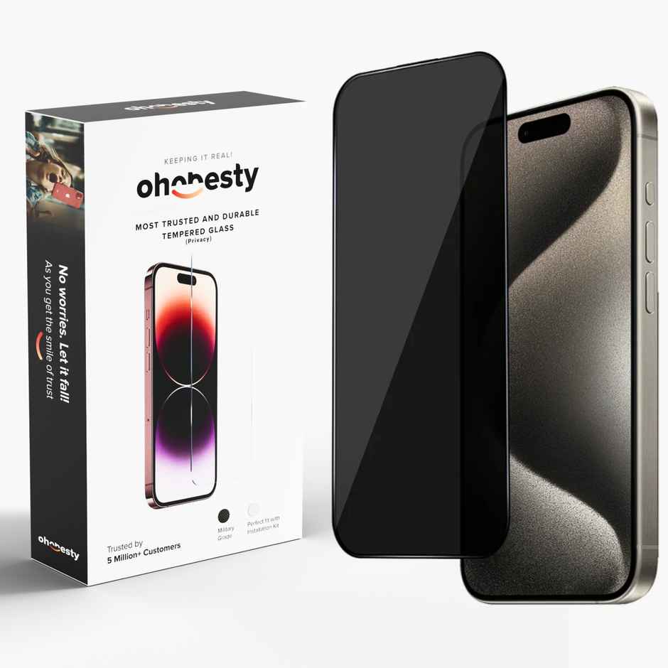 OHONESTY Privacy Tempered Glass for iPhone 15|16| Anti-Spy Screen Protector| Black