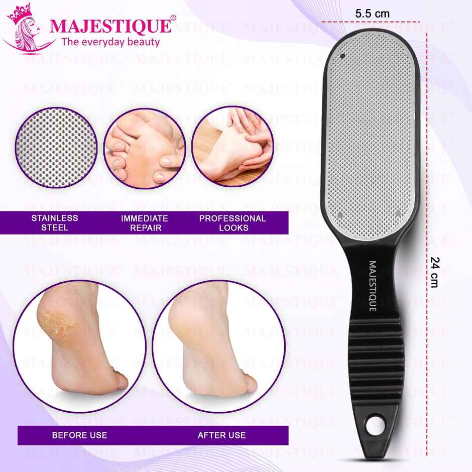 Majestique Curved Foot Scrubber | Pedicure Tool for Dead Skin Removal | Multicolor
