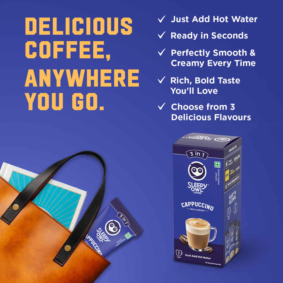 Sleepy Owl Cappuccino Medium Roast Coffee Premix Sachets