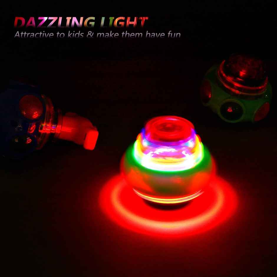 Toyshine Light-Up Musical Spin Top with LED Glow and Sound Effects, Model D (Colour May Vary)