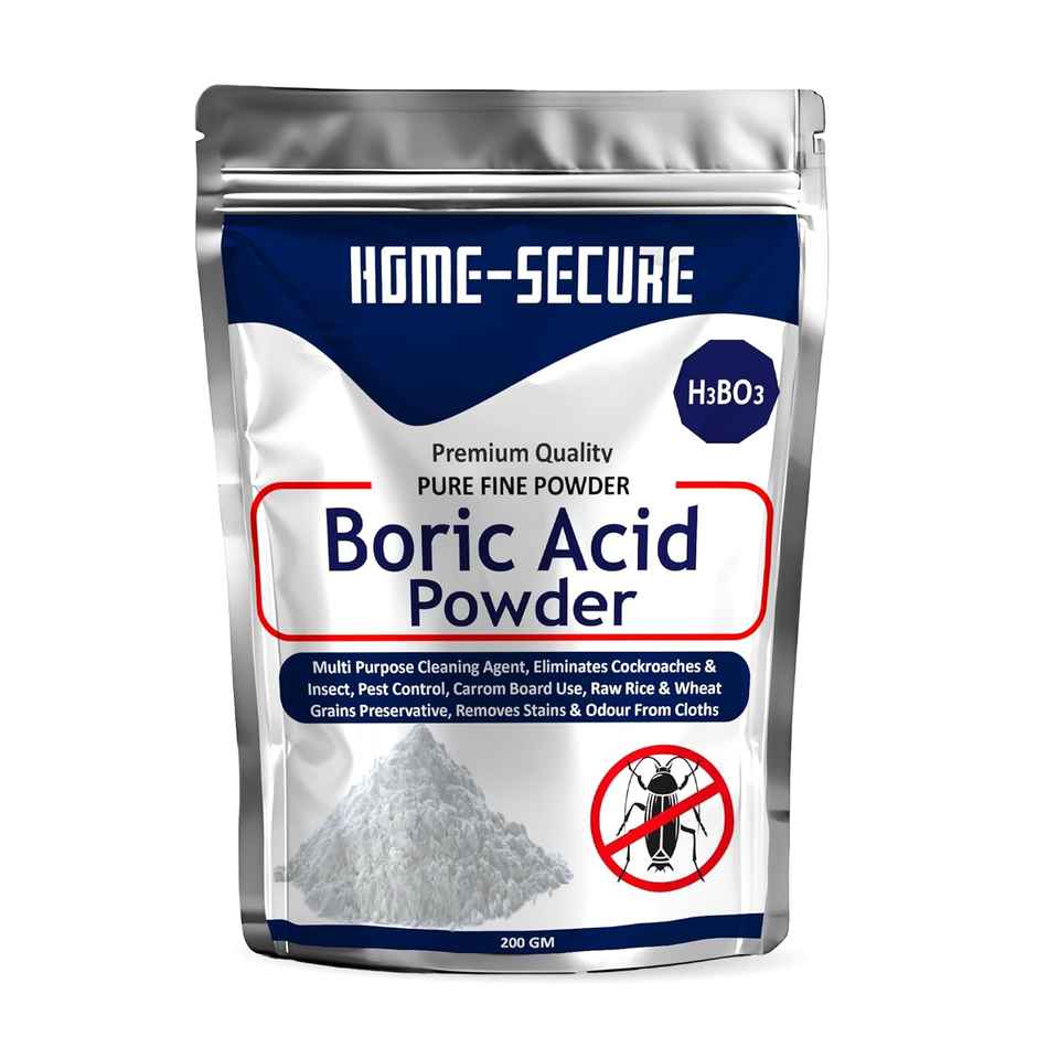 Home-Secure Boric Acid Powder | Eliminates Cockroaches & Insects, Carrom Board Use, Raw Rice Preservative