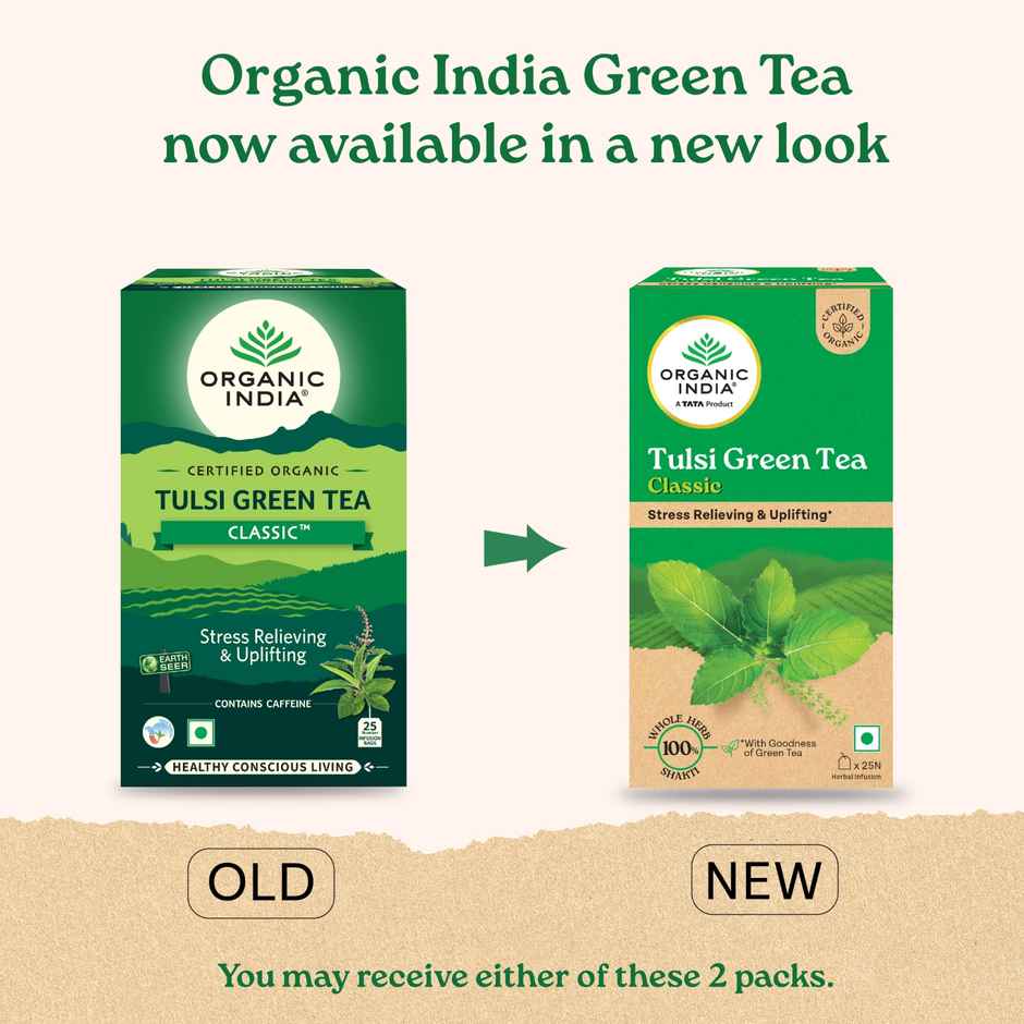 Organic India Tulsi Green Tea Classic Herbal Infusion Bags