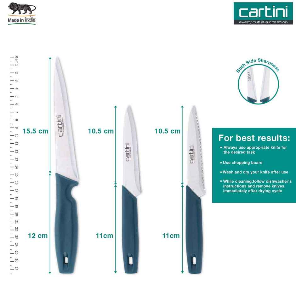 Godrej Cartini Premium Kitchen Stainless Steel Knives Set - Teal